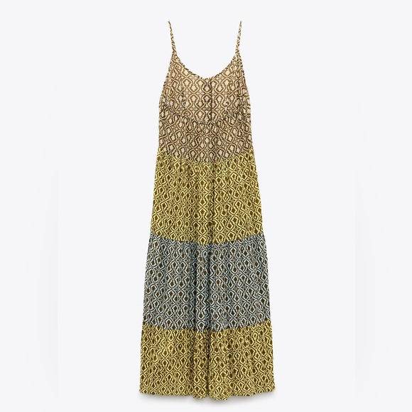 ZARA | Women’s Cotton Multicolored Patchwork Sleeveless Midi Dress | Size M - Picture 5 of 14
